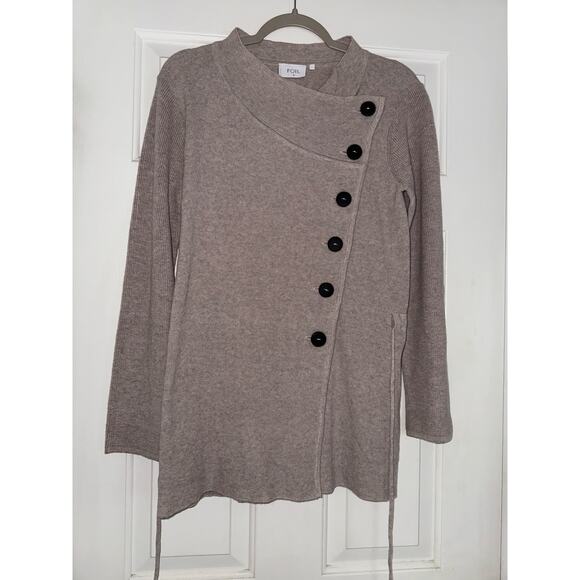 FOIL wool blend front tie cream cardigan - size small - Picture 4 of 8